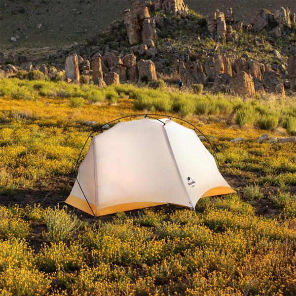 Палатка сверхлегкая одноместная Naturehike NH21ZP003, серо-желтая