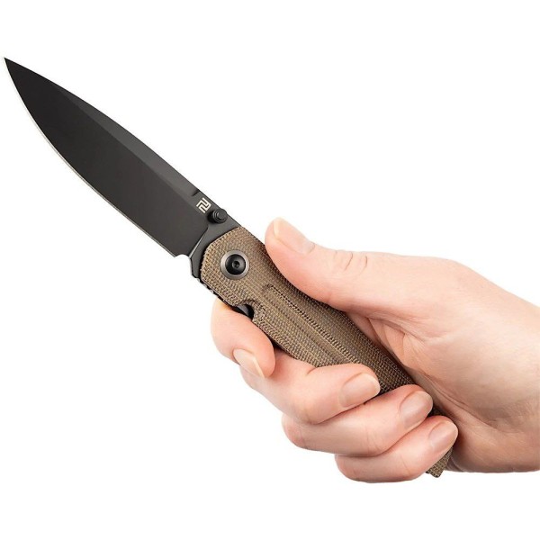 Нож Artisan Sirius Black Blade, S35VN Steel Micarta od green