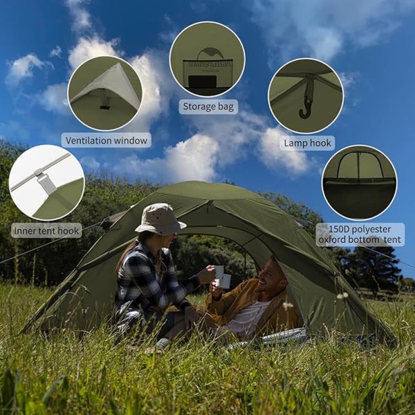 Палатка трехместная Naturehike P-Series CNK2300ZP028, темная оливковая