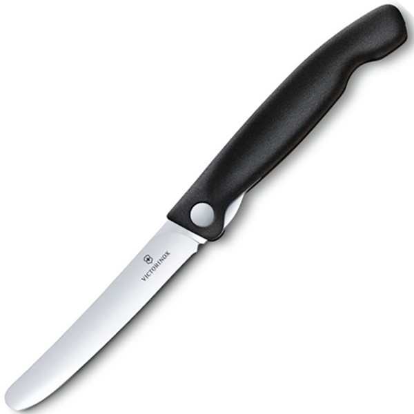 Нож кухонный складной Victorinox SwissClassic Foldable Paring, 11 см, скругленный, 6.7803.FB, черный, блистер