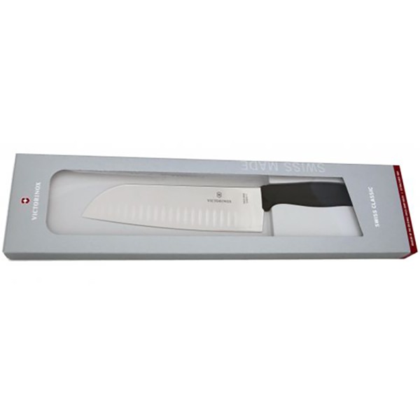 Нож кухонный Victorinox Swiss Classic Santoku Fluted, 6.8523.17G, 17 см, черный, подарочная коробка