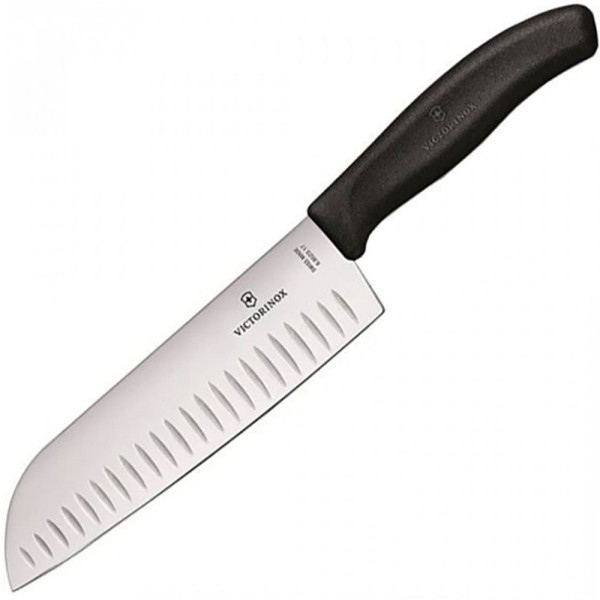 Нож кухонный Victorinox Swiss Classic Santoku Fluted, 6.8523.17G, 17 см, черный, подарочная коробка