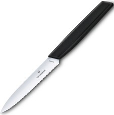 Кухонный нож Victorinox Swiss Modern Paring 6.9003.10W, серрейтор, 10 см, черный
