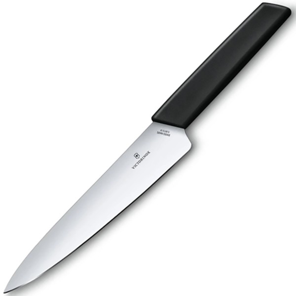 Кухонный нож Victorinox Swiss Modern Carving 6.9013.19B, 19 см, черный, блистер