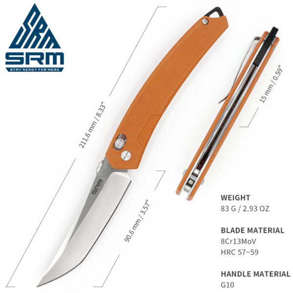 Нож SRM 9211-GJ, оранжевый