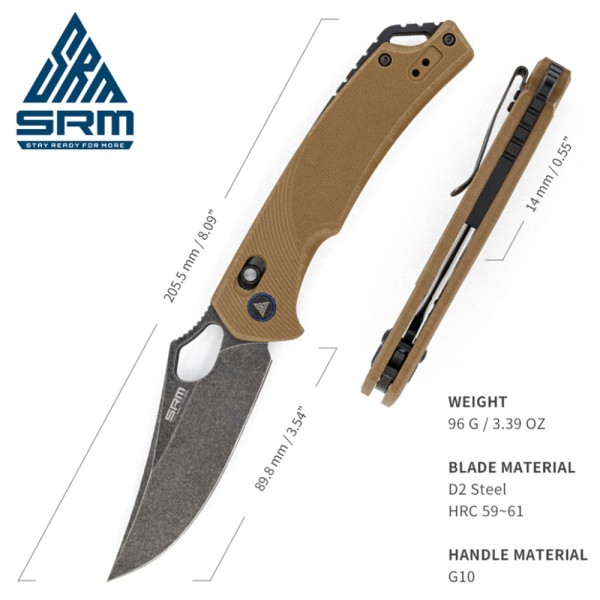 Нож SRM Retriever 9202-GW, коричневый