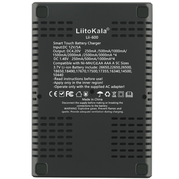 Универсальное интеллектуальное зарядное устройство LiitoKala Lii-600 EU для аккумуляторов + автомобильный кабель