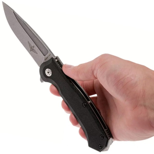 Нож Maserin Police, N690, G10 + титан, черный, 680/G10N