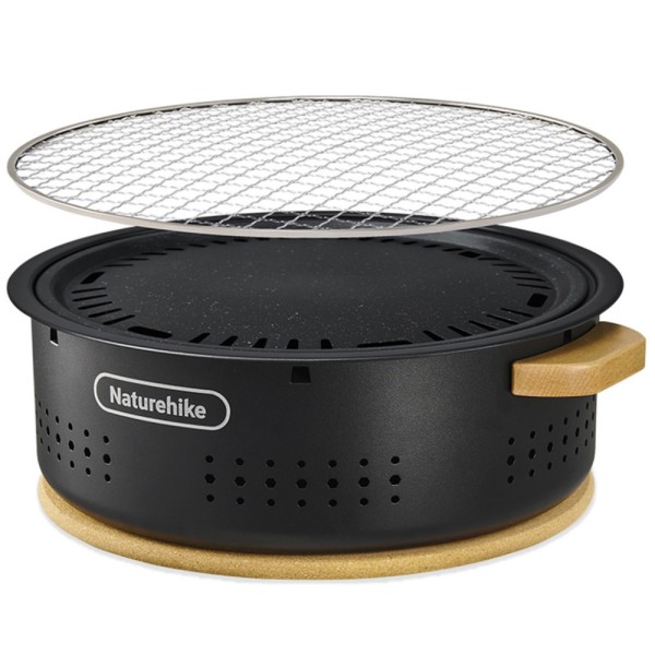 Настольная круглая печь с решеткой гриль Naturehike CNK2550CF010, 36*32.6*12 см, хромированное железо