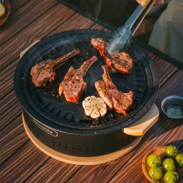 Настольная круглая печь с решеткой гриль Naturehike CNK2550CF010, 36*32.6*12 см, хромированное железо
