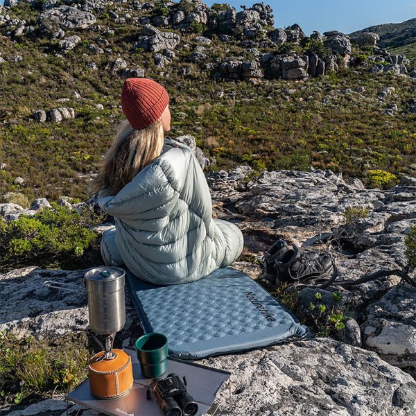 Самонадувной матрас Naturehike CNK2300DZ013, сверхлегкий одноместный овальный, 35 мм, голубой
