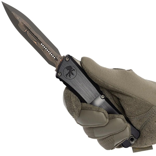 Нож Microtech Marfione Select Custom Combat Troodon Gen III OTF Knife 4" Dagger Blued Baker Forge CopperMai Damascus Bronze