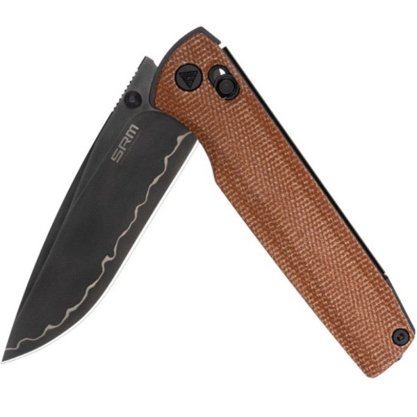 Нож SRM Terrier 258L-MN2,Laminated 140Cr Black Blade, Micarta