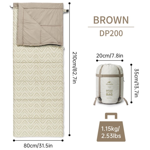 Спальный мешок Naturehike DP200 CNK2300SD012, бежевый