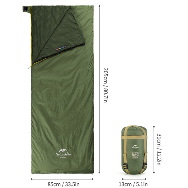 Спальный мешок Naturehike LW180 Mini NH21MSD04, правый, XL, темно-зеленый
