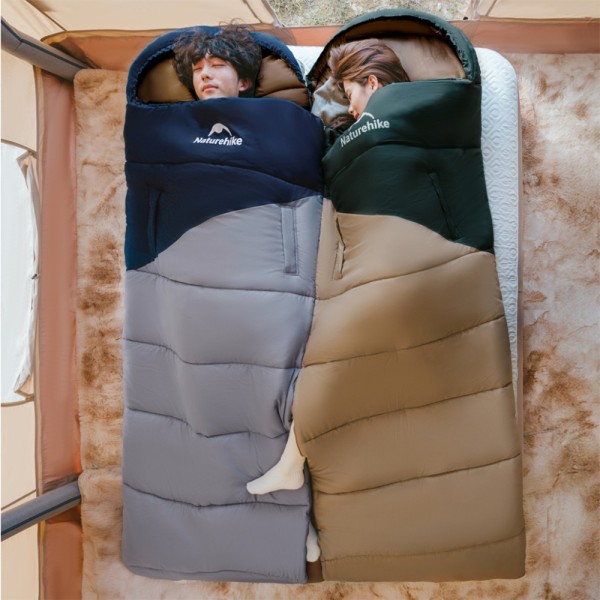 Спальник c капюшоном Naturehike Sunny Day PL02 U250 CNK2550WS028, (8,5°C), левый, голубой-синий