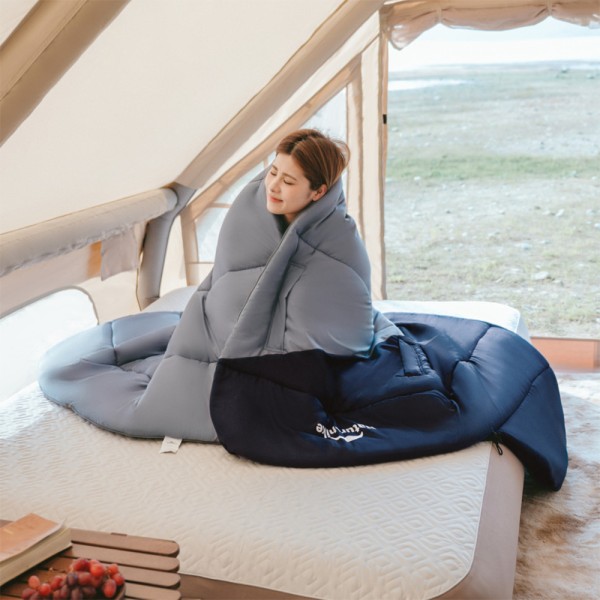 Спальник c капюшоном Naturehike Sunny Day PL02 U250 CNK2550WS028, (8,5°C), левый, голубой-синий