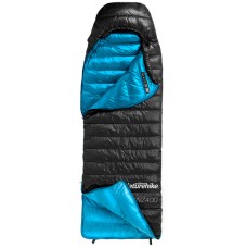 Спальний мішок з натуральним пухом Naturehike CW400 NH18C400-D, p-р M, чорно-блакитний