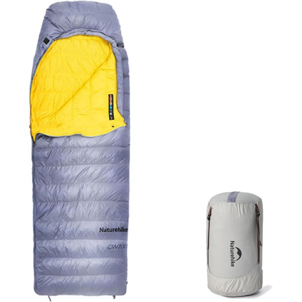 Спальный мешок с натуральным пухом Naturehike CW700 CNK2450WS048, p-р M, желто-серый