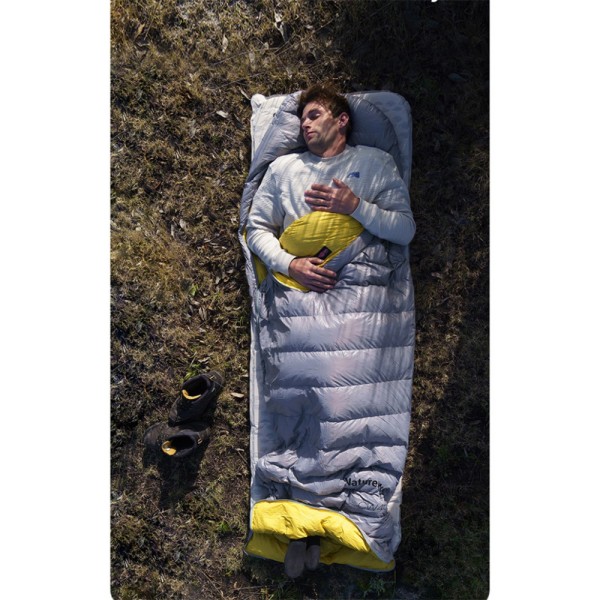 Спальный мешок с натуральным пухом Naturehike CW700 CNK2450WS048, p-р M, желто-серый