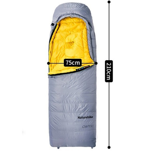 Спальный мешок с натуральным пухом Naturehike CW700 CNK2450WS048, p-р M, желто-серый