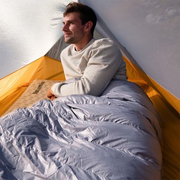 Спальный мешок с натуральным пухом Naturehike CW700 CNK2450WS048, p-р M, желто-серый