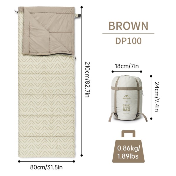 Спальный мешок Naturehike DP100 CNK2300SD012, бежевый