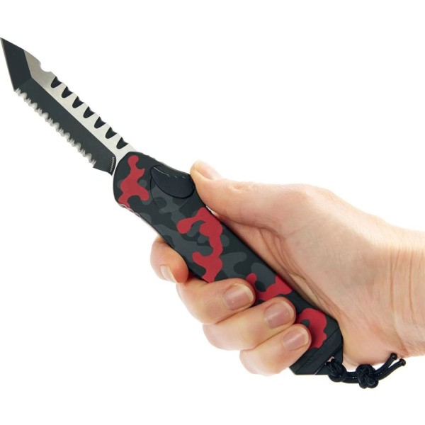 Нож Heretic Hydra Tanto Two Tone Black Blade Aluminum Handle, серрейтор red camo