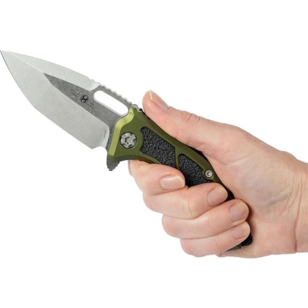 Нож Heretic Medusa Tanto MagnaCut Battleworn Aluminum green