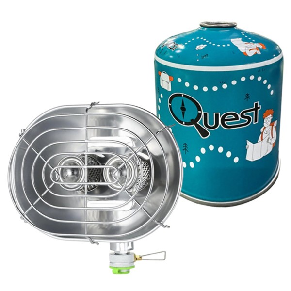 Газовый обогреватель BRS-H22 + Газовый баллон резьбовой бутановый Quest, 450 гр