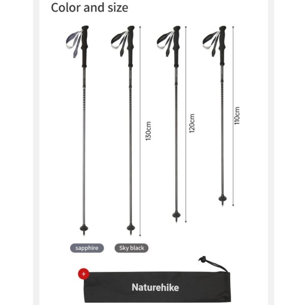 Трекинговая палка Naturehike CNK2450DS017, 35-110 см, черная