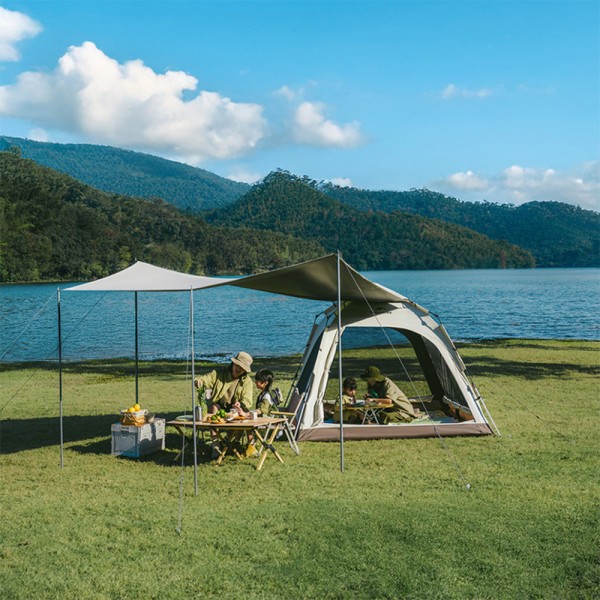 Палатка трехместная автоматическая с тентом Naturehike Ango CNK2550WS010, L, коричневая