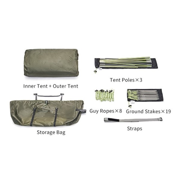 Палатка трехместная Naturehike Opalus, UL, CNK2450WS036, темно-зеленая