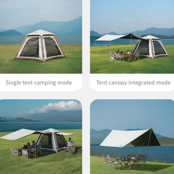Палатка четырехместная автоматическая надувная с тентом Naturehike Ango CNK2550WS017, серая