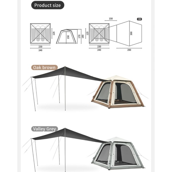 Палатка четырехместная автоматическая надувная с тентом Naturehike Ango CNK2550WS017, серая