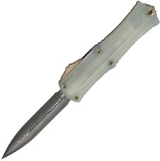 Нож Microtech Hatori Cowry-Y Damascus Jade G10 W/ Befted Black Anodized Alloy Bronzed Hard Cut¶Stainless W/ Bronze jade