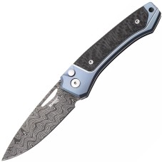 Ніж Lionsteel Twain Damascus, Titanium/Carbon fiber Blue