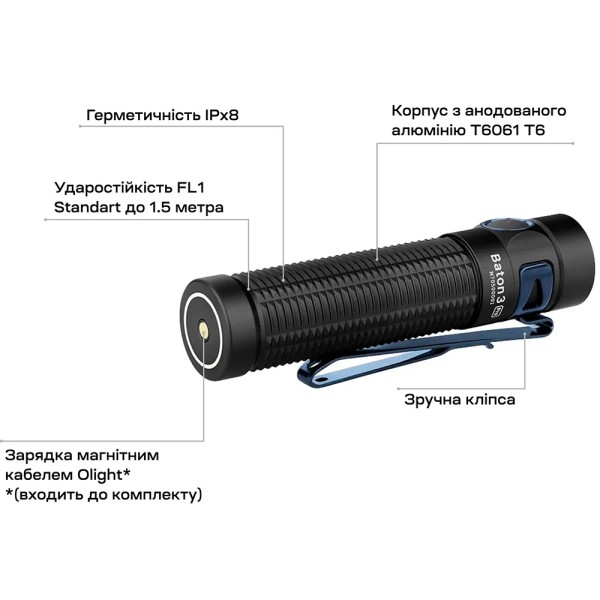 Фонарь Olight Baton 3 Pro Max, CW Black
