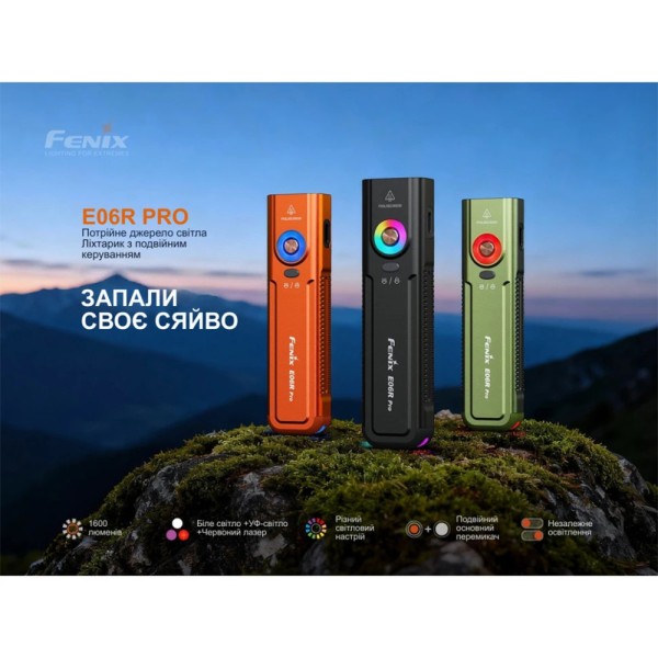 Фонарь наключный Fenix E06R PRO, Зеленый
