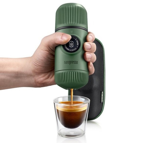 Портативная эспрессо-кофеварка Wacaco Nanopresso, Зеленая, с чехлом, механическая, для молотого кофе