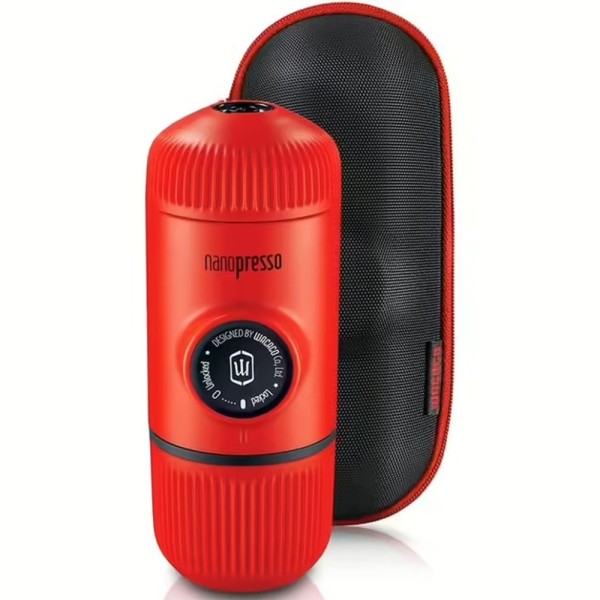 Портативная эспрессо-кофеварка Wacaco Nanopresso, Красная, с чехлом, механическая, для молотого кофе