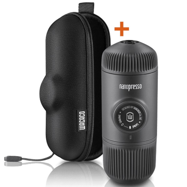 Портативная эспрессо-кофеварка Wacaco Nanopresso, Серая, с чехлом, механическая, для молотого кофе