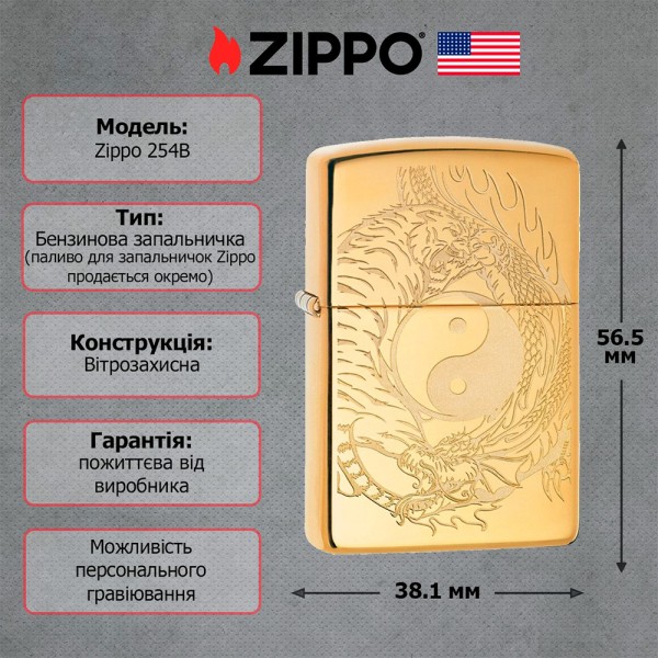 Зажигалка Zippo 254B Tiger and Dragon Design 49024