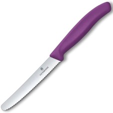 Кухонний ніж Victorinox SwissClassic 11см, серрейтор, заокруглений, фіолетовий