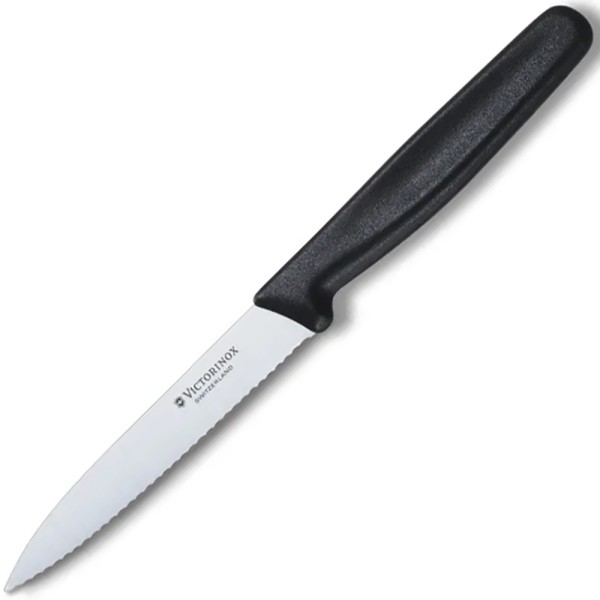 Нож для чистки овощей Victorinox Standart, серрейтор 10 см, чёрный 5.0733