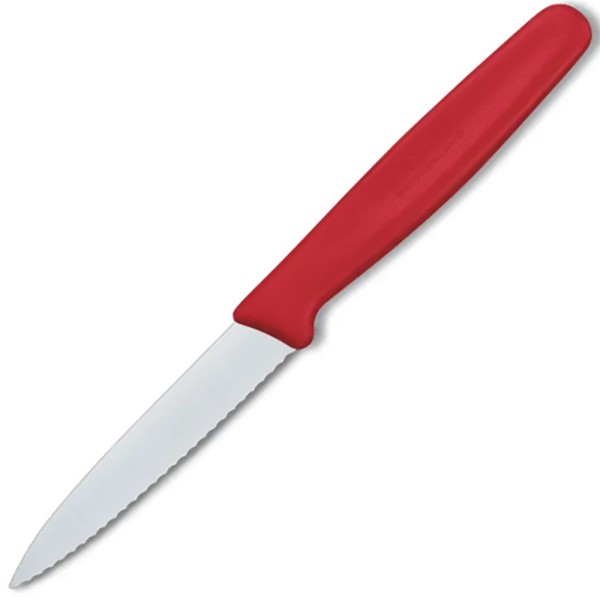 Нож для чистки овощей Victorinox Standart, 8 см, серрейтор, красный 5.0631