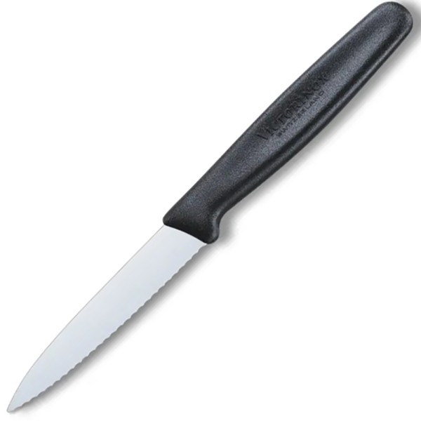 Нож для чистки овощей Victorinox Standart, 8 см, серрейтор, чёрный 5.0633