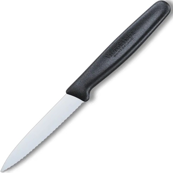 Нож для чистки овощей Victorinox Standart, 8 см, серрейтор, чёрный 5.3033