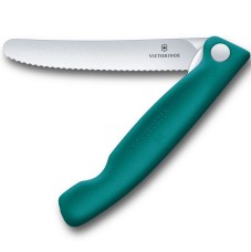 Ніж кухонний складаний Victorinox SwissClassic 11 см, серейтор, закруглений, зелений, 6.7834.C1