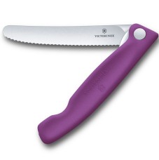 Ніж кухонний складаний Victorinox SwissClassic 11 см, серейтор, закруглений, фіолетовий, 6.7835.FC1